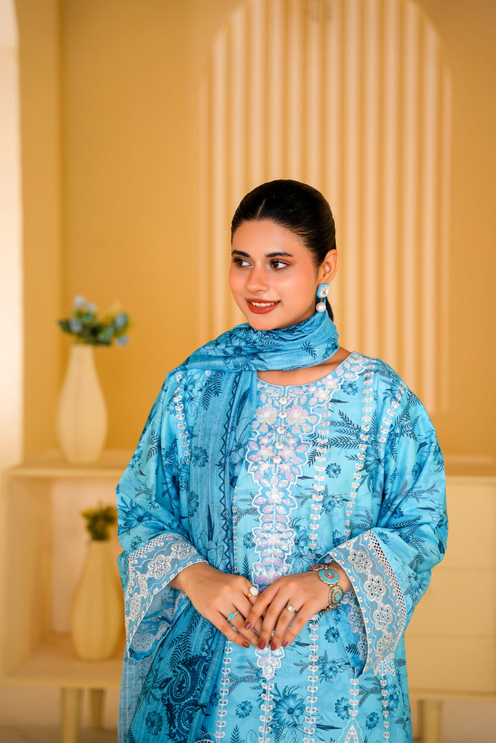 SKY EMBROIDERED 3 PC SUIT