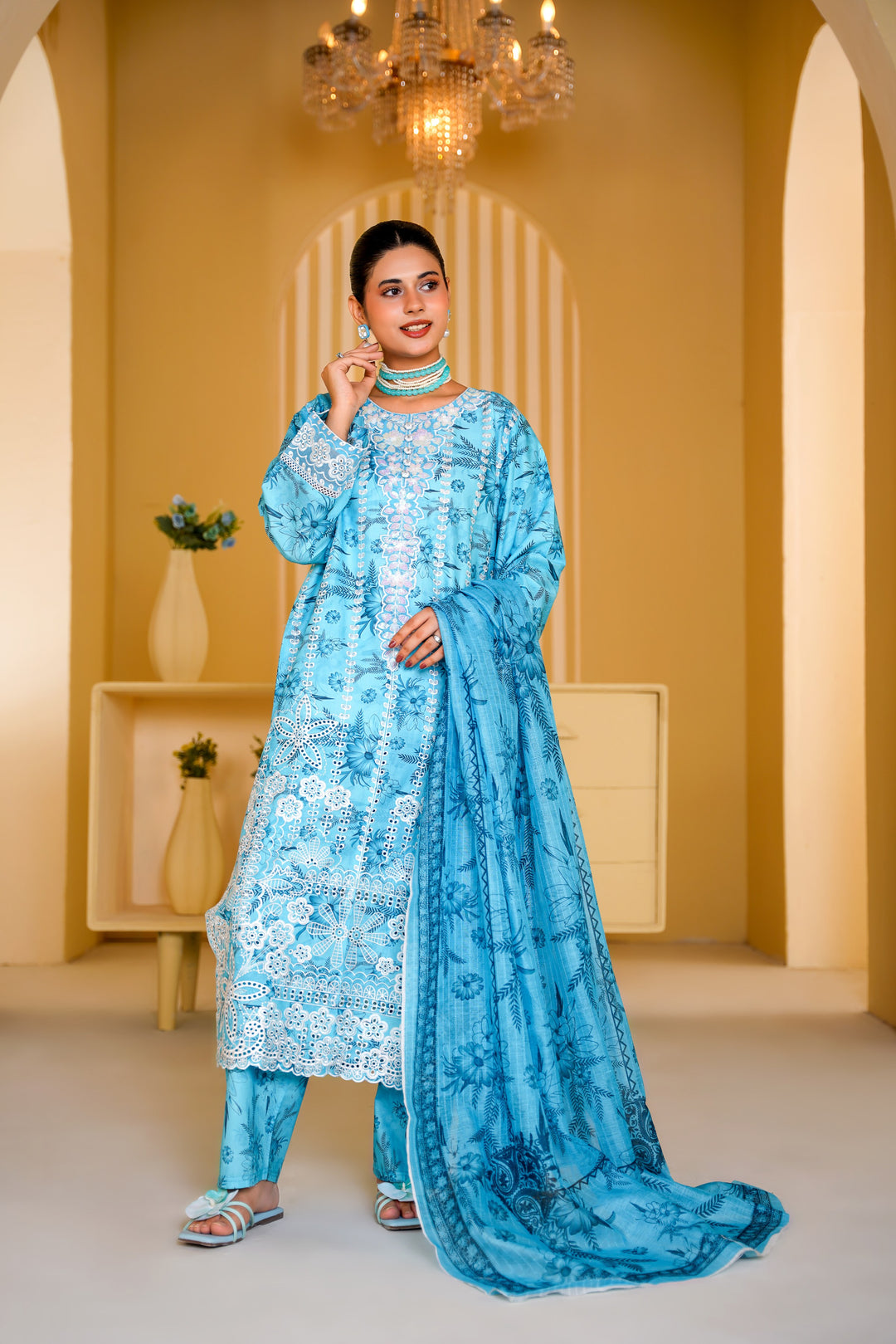 SKY EMBROIDERED 3 PC SUIT