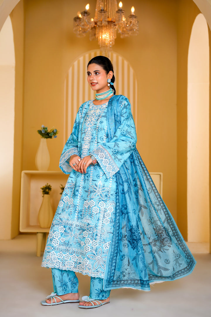 SKY EMBROIDERED 3 PC SUIT